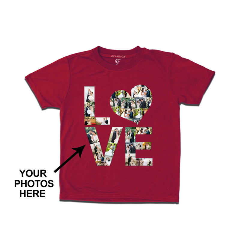 Photo Design with Love Customized Boy T-shirt in Maroon Color available @ gfashion.jpg