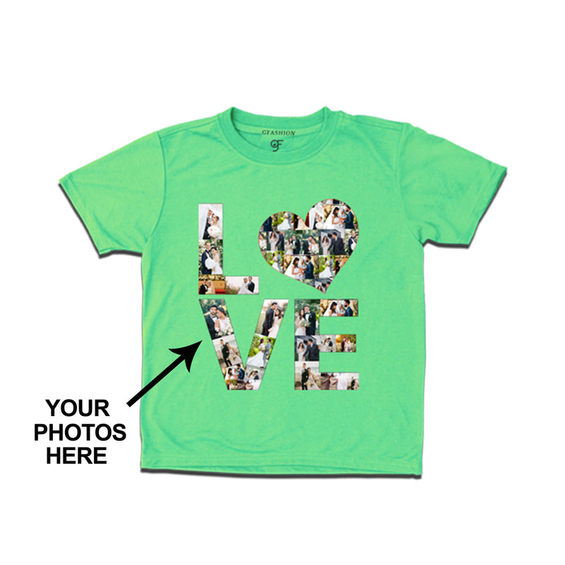 Photo Design with Love Customized Boy T-shirt in Pista Green Color available @ gfashion.jpg