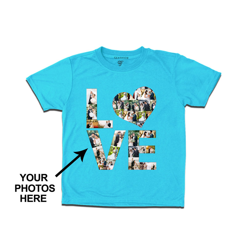 Photo Design with Love Customized Boy T-shirt in Sky Blue Color available @ gfashion.jpg