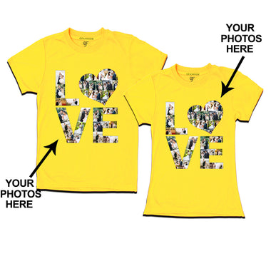 Photo Design with Love Customized Couple T-shirt in Yellow Color available @ gfashion.jpg