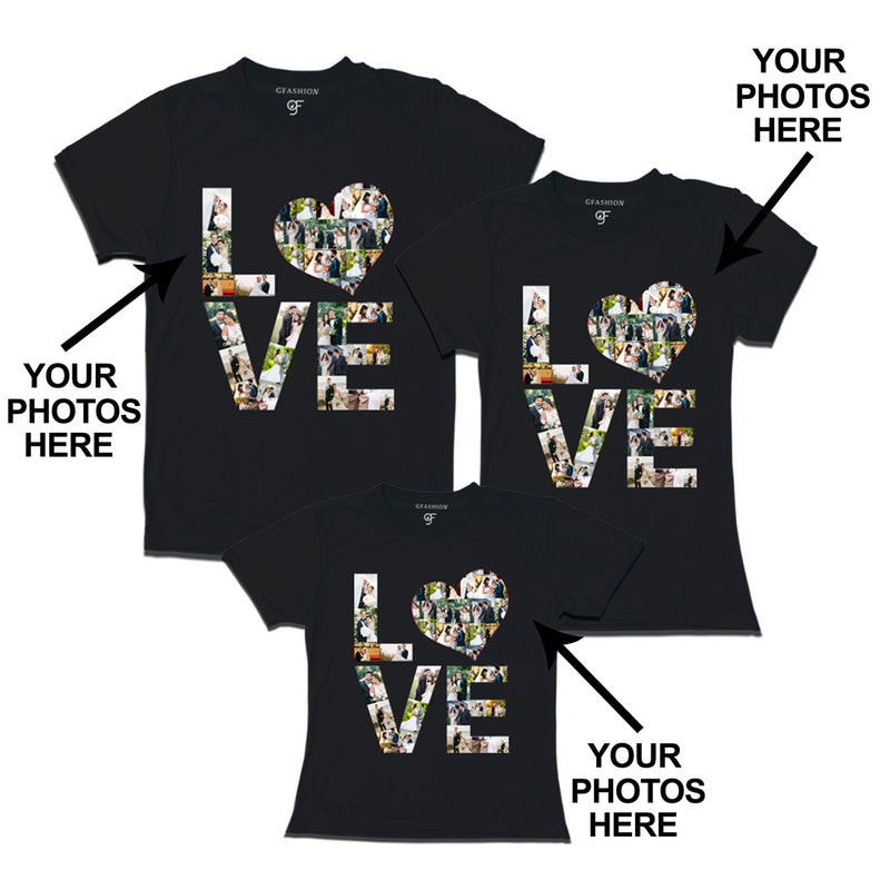Photo Design with Love Customized Dad,Mom and Daughter T-shirts in Black Color available @ gfashion.jpg