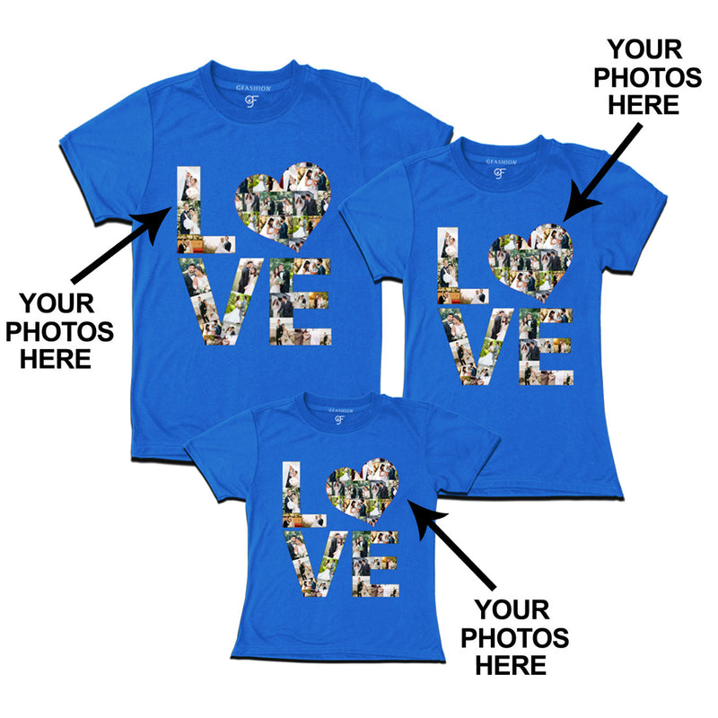 Photo Design with Love Customized Dad,Mom and Daughter T-shirts in Blue Color available @ gfashion.jpg