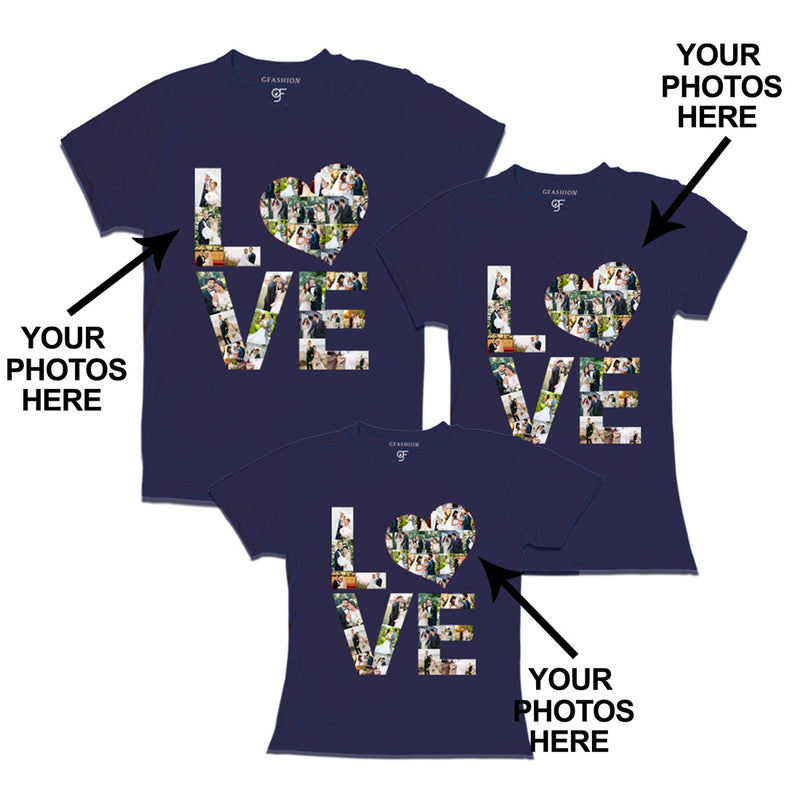 Photo Design with Love Customized Dad,Mom and Daughter T-shirts in Navy Color available @ gfashion.jpg