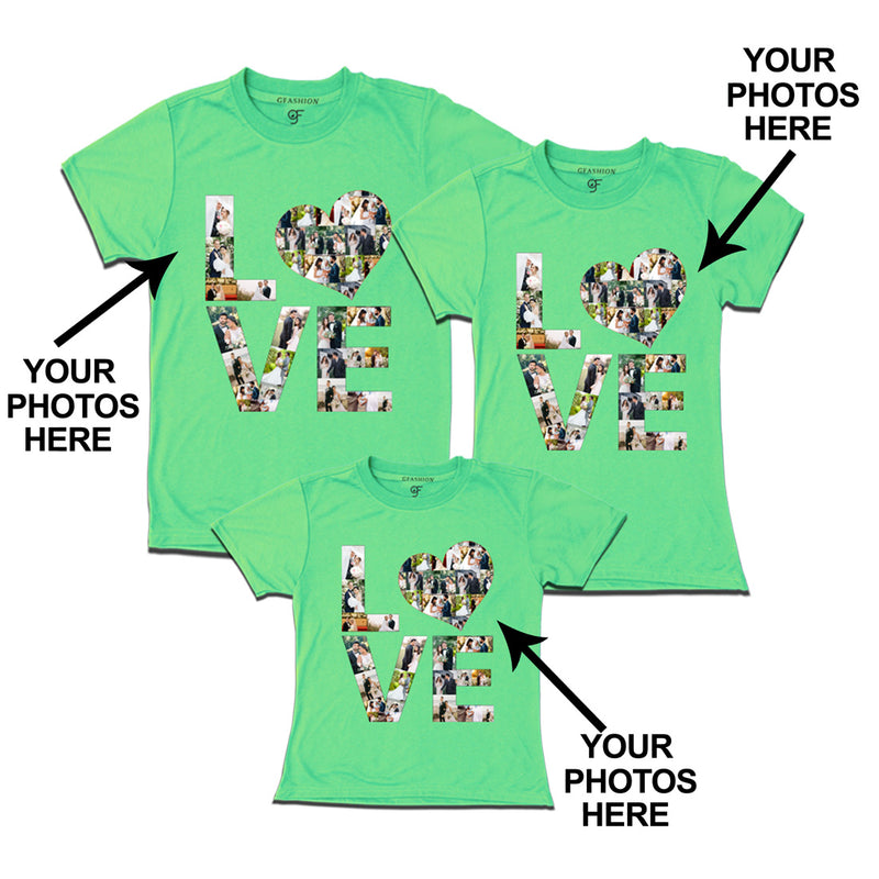 Photo Design with Love Customized Dad,Mom and Daughter T-shirts in Pista Green Color available @ gfashion.jpg