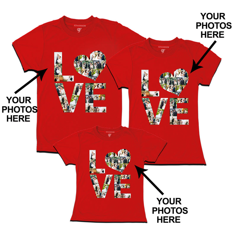 Photo Design with Love Customized Dad,Mom and Daughter T-shirts in Red Color available @ gfashion.jpg