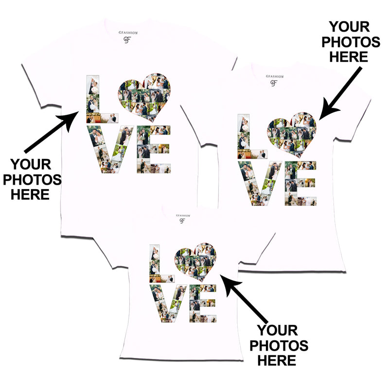 Photo Design with Love Customized Dad,Mom and Daughter T-shirts in White Color available @ gfashion.jpg
