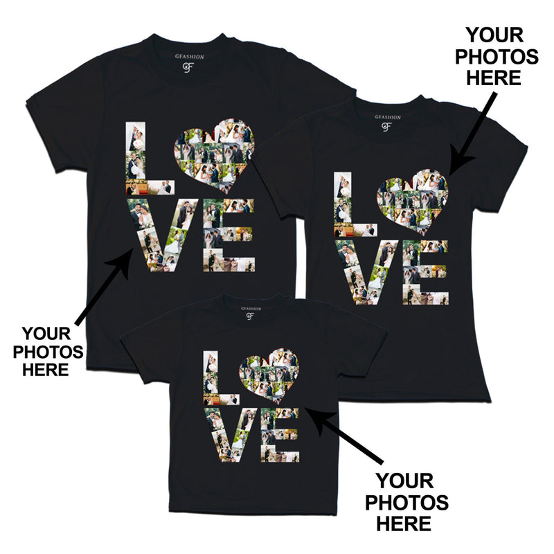 Photo Design with Love Customized Dad,Mom and Son T-shirts in Black Color available @ gfashion.jpg