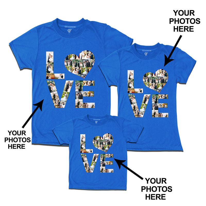 Photo Design with Love Customized Dad,Mom and Son T-shirts in Blue Color available @ gfashion.jpg