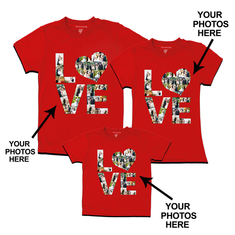 Photo Design with Love Customized Dad,Mom and Son T-shirts in Red Color available @ gfashion.jpg