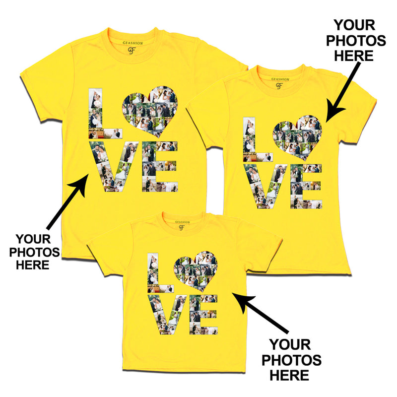 Photo Design with Love Customized Dad,Mom and Son T-shirts in Yellow Color available @ gfashion.jpg