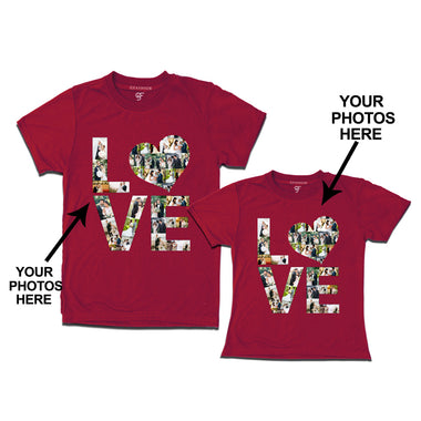 Photo Design with Love Customized Dad and Daughter T-shirts in Maroon Color available @ gfashion.jpg