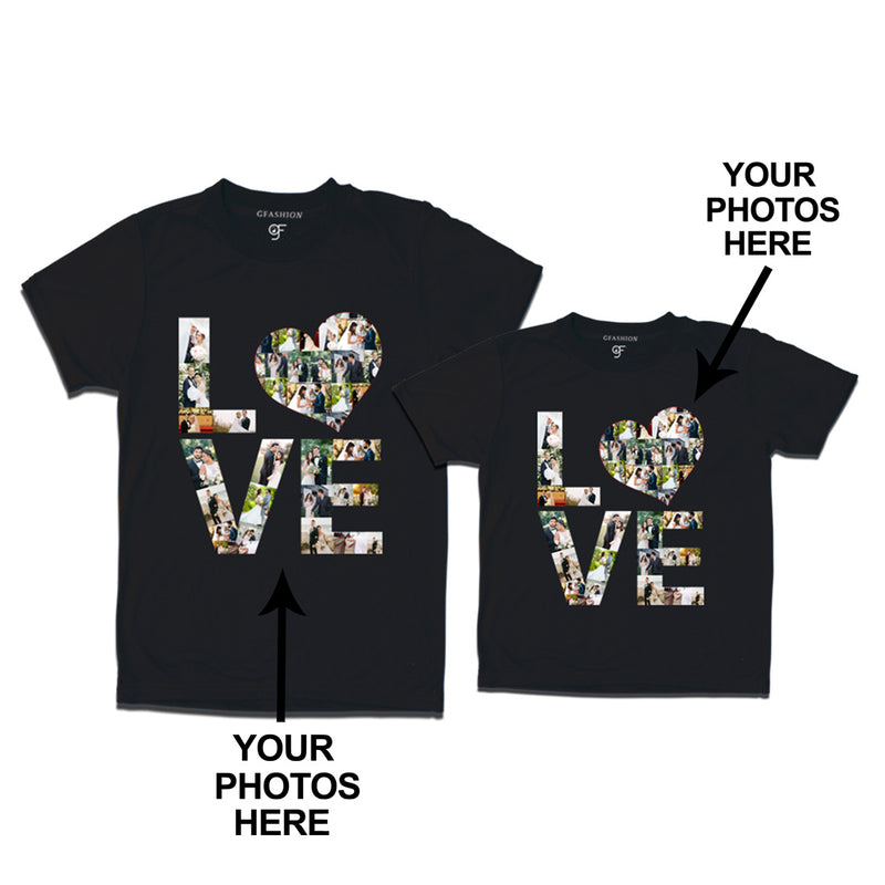 Photo Design with Love Customized Dad and Son T-shirts in Black Color available @ gfashion.jpg