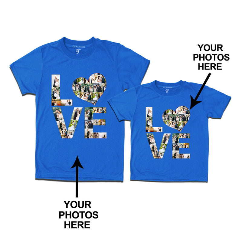 Photo Design with Love Customized Dad and Son T-shirts in Blue Color available @ gfashion.jpg