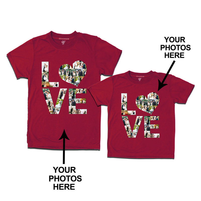 Photo Design with Love Customized Dad and Son T-shirts in Maroon Color available @ gfashion.jpg