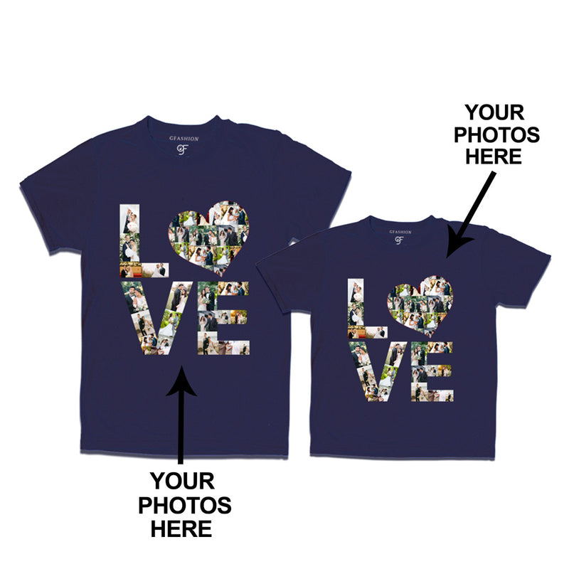 Photo Design with Love Customized Dad and Son T-shirts in Navy Color available @ gfashion.jpg