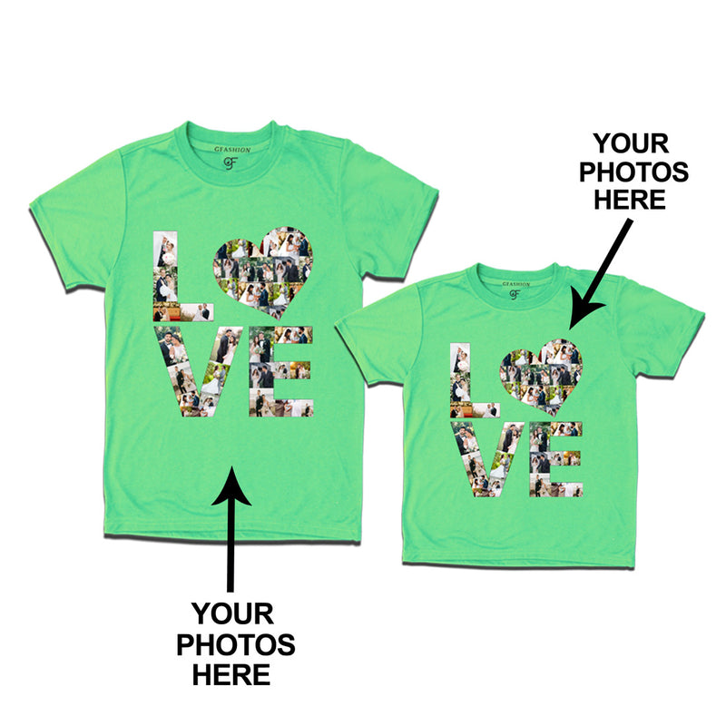 Photo Design with Love Customized Dad and Son T-shirts in Pista Green Color available @ gfashion.jpg