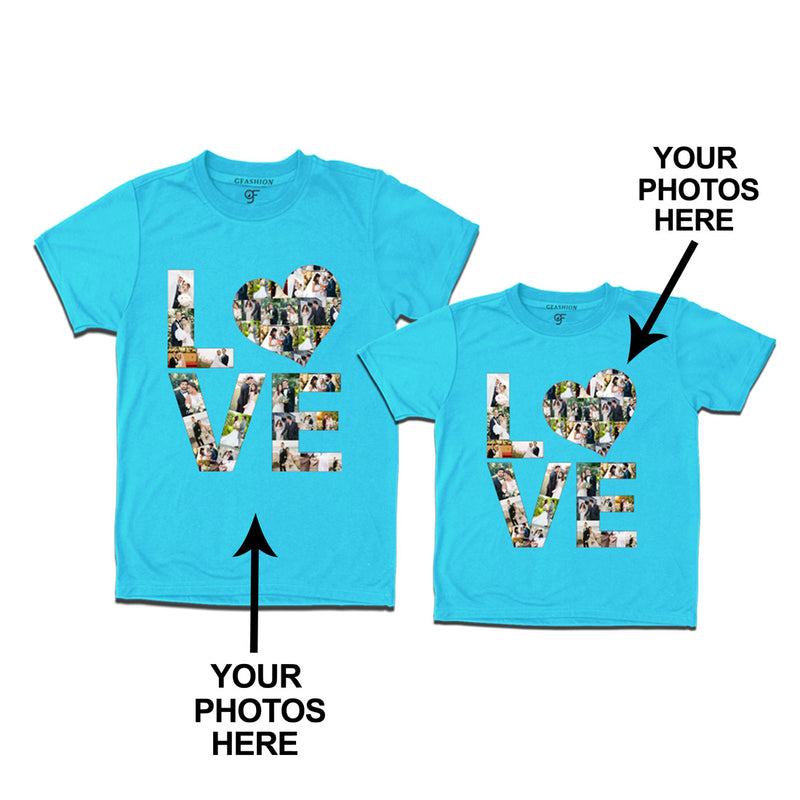 Photo Design with Love Customized Dad and Son T-shirts in Sky Blue Color available @ gfashion.jpg