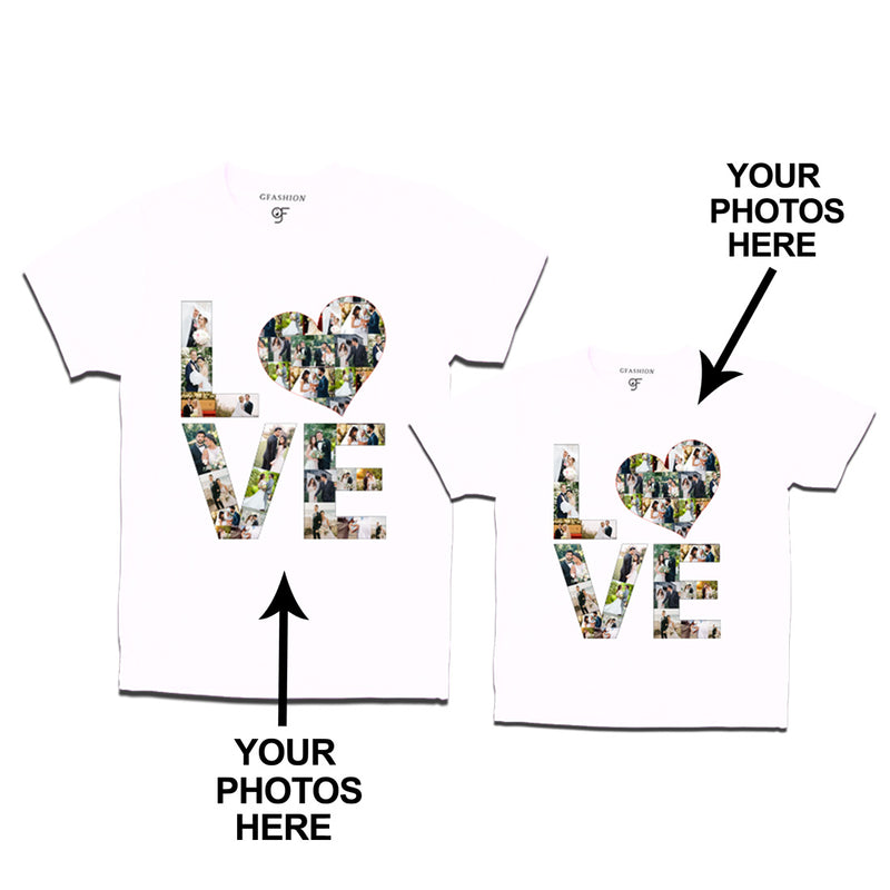 Photo Design with Love Customized Dad and Son T-shirts in White Color available @ gfashion.jpg