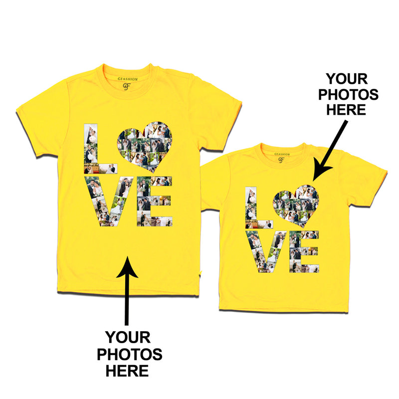 Photo Design with Love Customized Dad and Son T-shirts in Yellow Color available @ gfashion.jpg