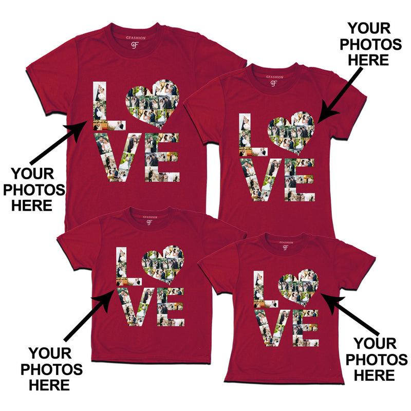 Photo Design with Love Customized Family T-shirts in Maroon Color available @ gfashion.jpg