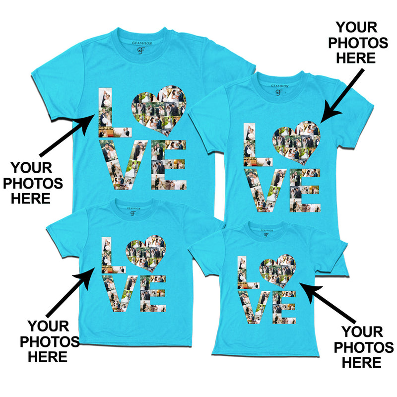 Photo Design with Love Customized Family T-shirts in Sky Blue Color available @ gfashion.jpg