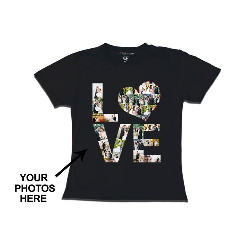 Photo Design with Love Customized Girl T-shirt in Black Color available @ gfashion.jpg