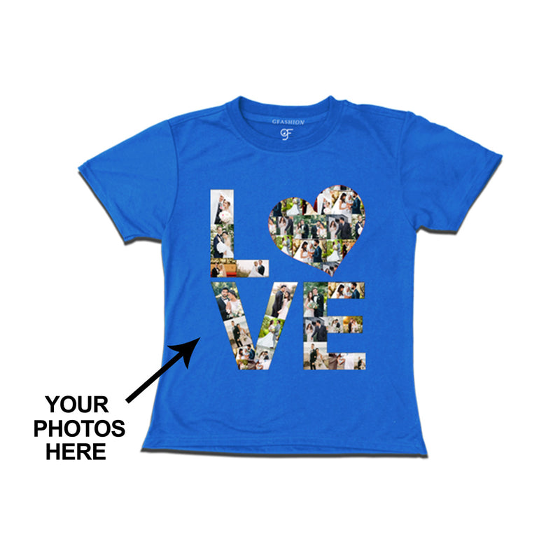 Photo Design with Love Customized Girl T-shirt in Blue Color available @ gfashion.jpg