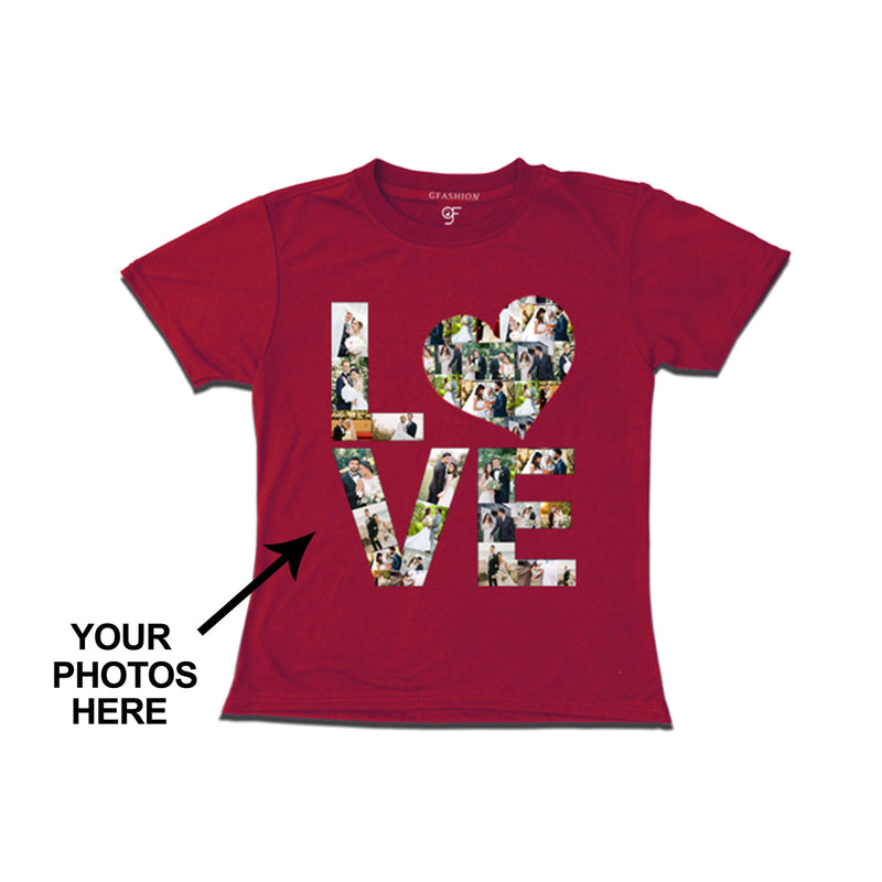 Photo Design with Love Customized Girl T-shirt in Maroon Color available @ gfashion.jpg