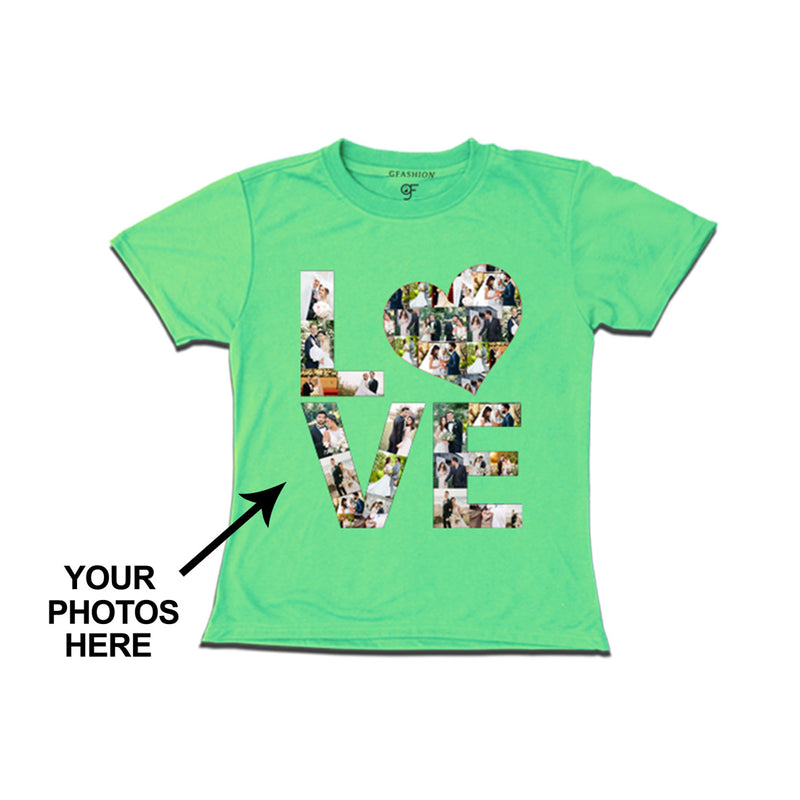 Photo Design with Love Customized Girl T-shirt in Pista Green Color available @ gfashion.jpg