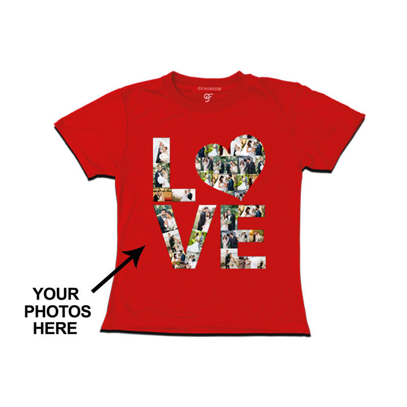 Photo Design with Love Customized Girl T-shirt in Red Color available @ gfashion.jpg