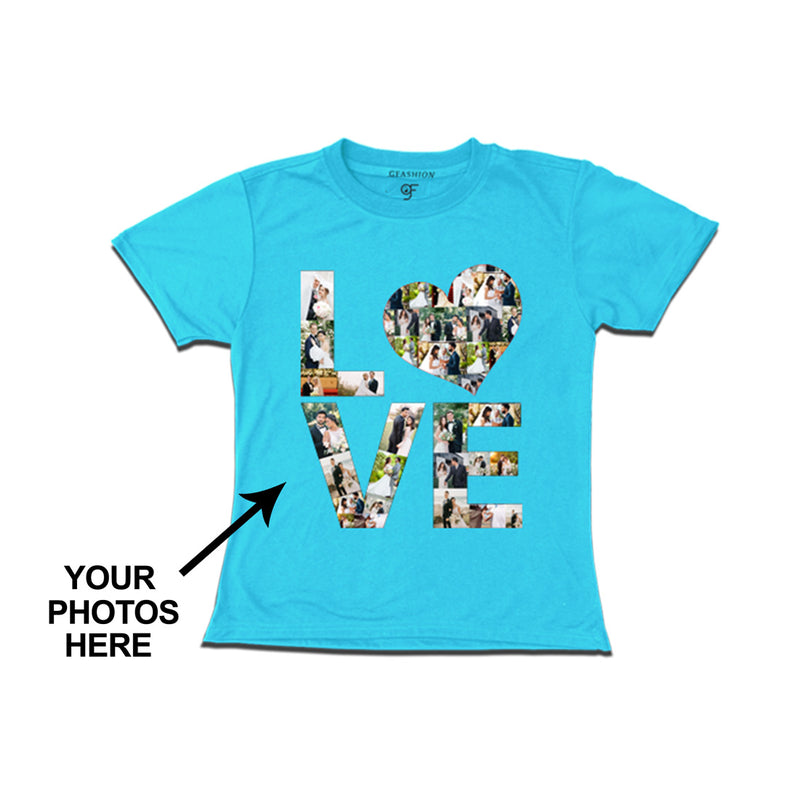 Photo Design with Love Customized Girl T-shirt in Sky Blue Color available @ gfashion.jpg