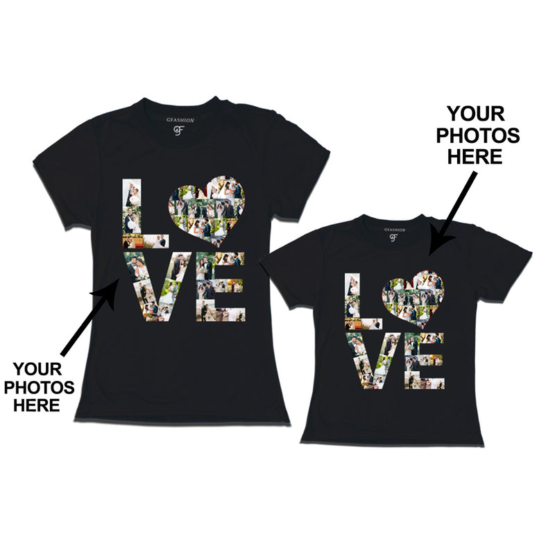 Photo Design with Love Customized Mom and Daughter T-shirts in Black Color available @ gfashion.jpg