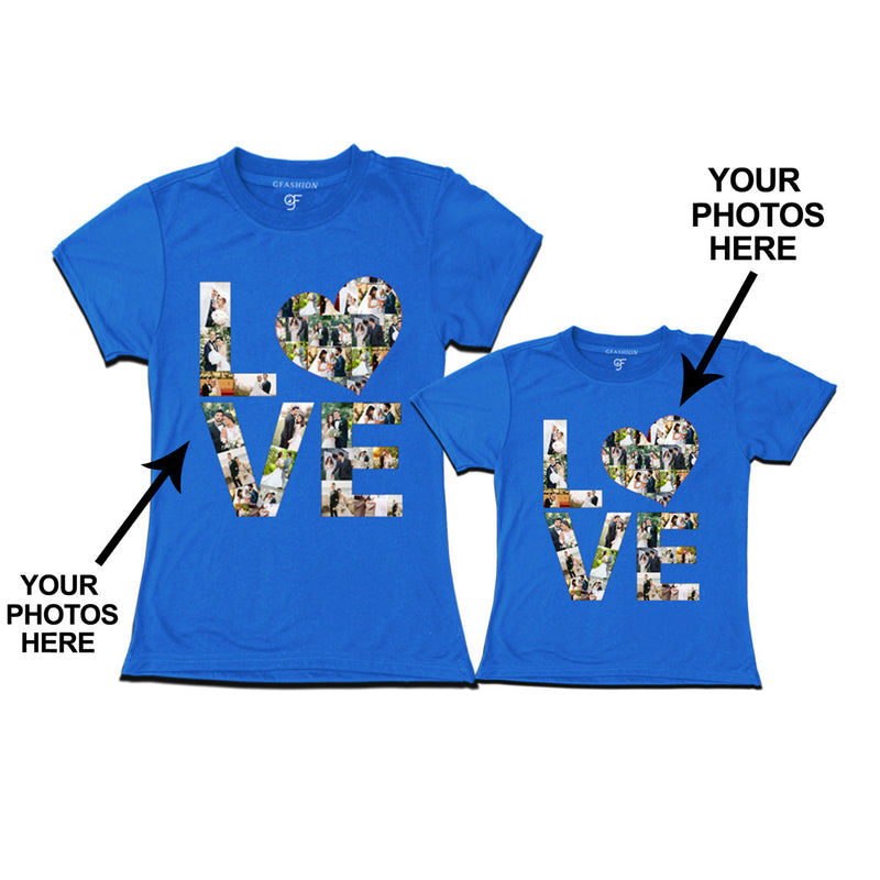 Photo Design with Love Customized Mom and Daughter T-shirts in Blue Color available @ gfashion.jpg
