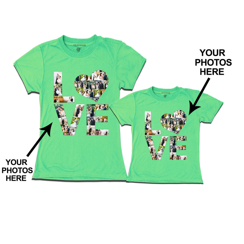 Photo Design with Love Customized Mom and Daughter T-shirts in Pista Green Color available @ gfashion.jpg