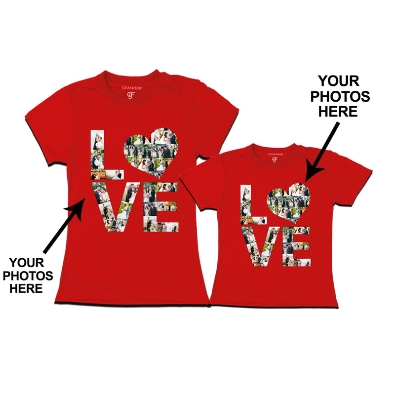 Photo Design with Love Customized Mom and Daughter T-shirts in Red Color available @ gfashion.jpg