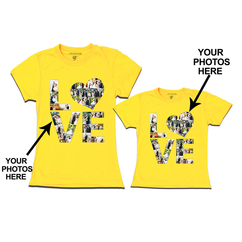Photo Design with Love Customized Mom and Daughter T-shirts in Yellow Color available @ gfashion.jpg