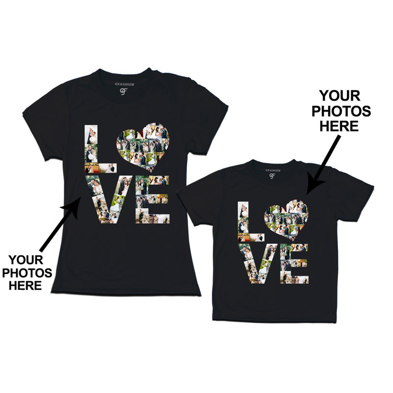 Photo Design with Love Customized Mom and Son T-shirts in Black Color available @ gfashion.jpg