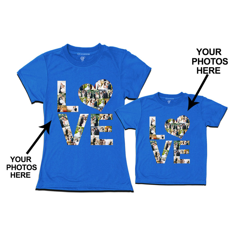 Photo Design with Love Customized Mom and Son T-shirts in Blue Color available @ gfashion.jpg