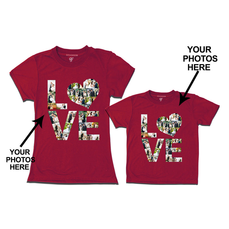 Photo Design with Love Customized Mom and Son T-shirts in Maroon Color available @ gfashion.jpg