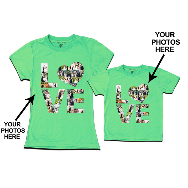 Photo Design with Love Customized Mom and Son T-shirts in Pista Green Color available @ gfashion.jpg