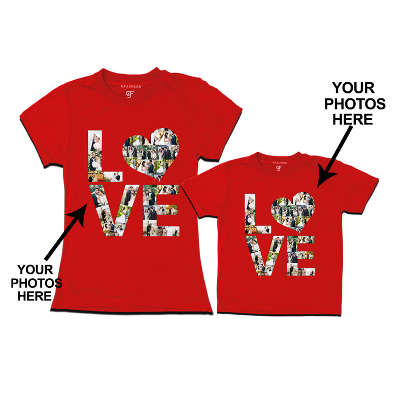 Photo Design with Love Customized Mom and Son T-shirts in Red Color available @ gfashion.jpg