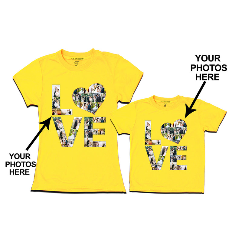 Photo Design with Love Customized Mom and Son T-shirts in Yellow Color available @ gfashion.jpg