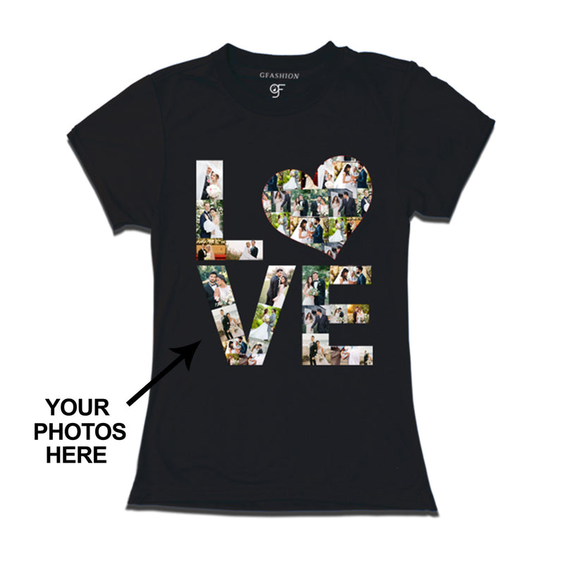 Photo Design with Love Customized T-shirt for women in Black Color available @ gfashion.jpg