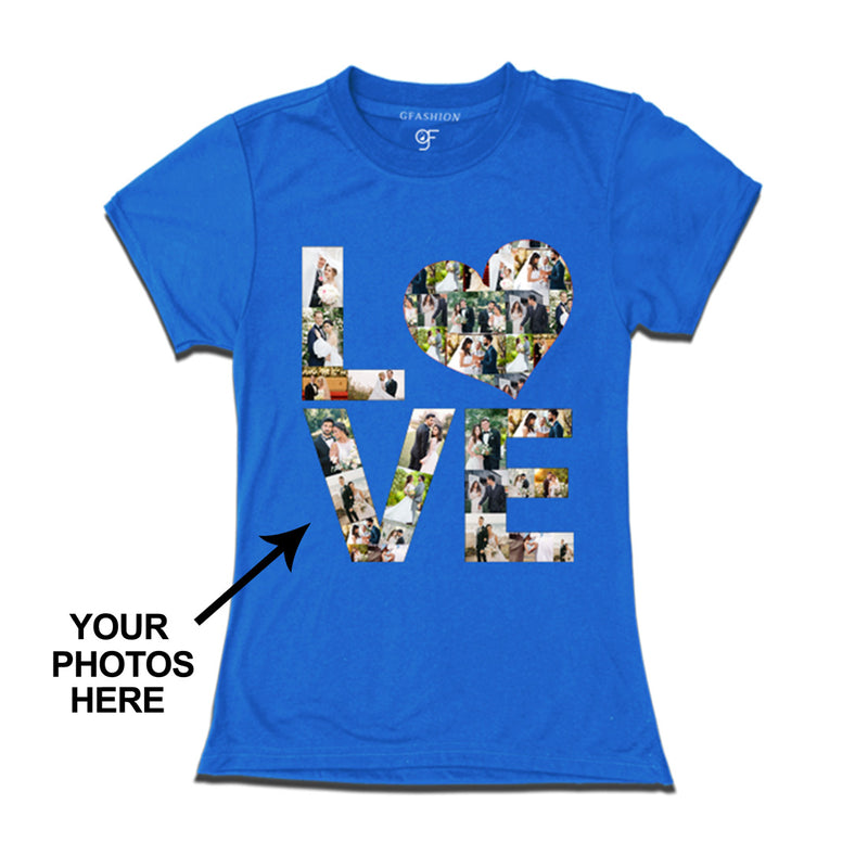 Photo Design with Love Customized T-shirt for women in Blue Color available @ gfashion.jpg