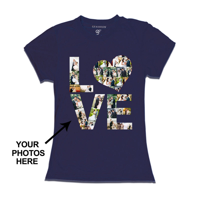 Photo Design with Love Customized T-shirt for women in Navy Color available @ gfashion.jpg