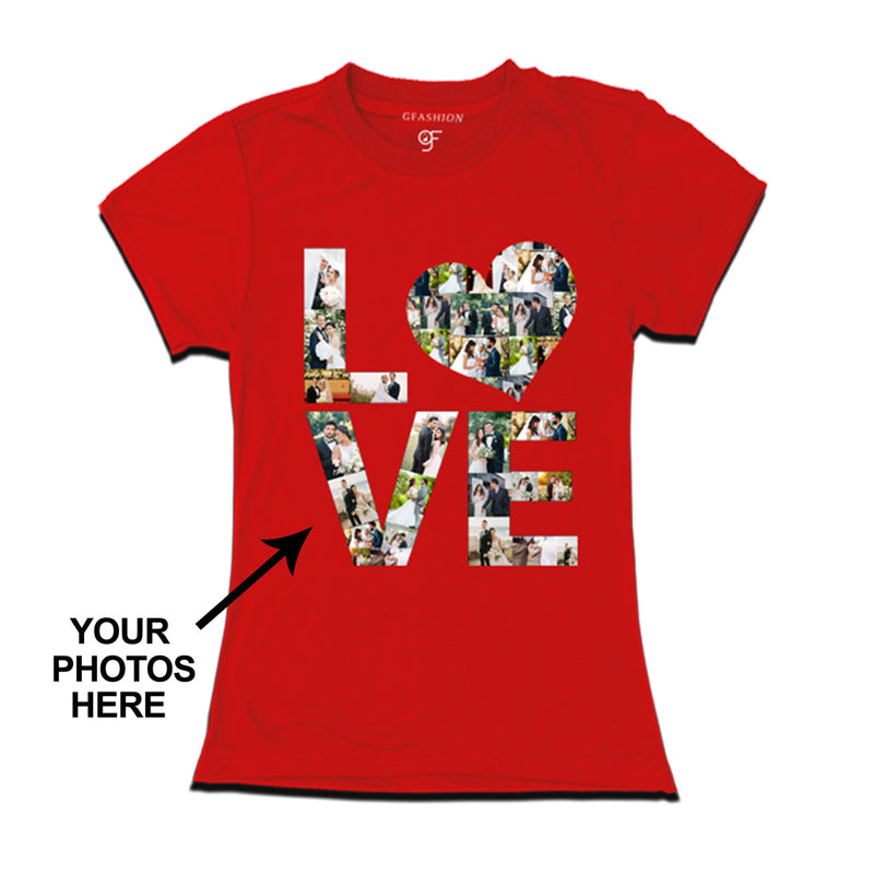 Photo Design with Love Customized T-shirt for women in Red Color available @ gfashion.jpg
