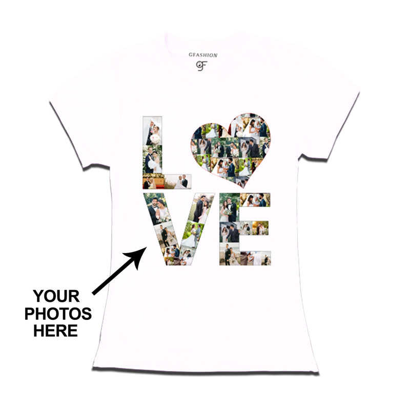 Photo Design with Love Customized T-shirt for women in White Color available @ gfashion.jpg