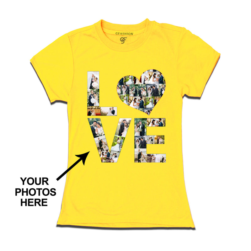 Photo Design with Love Customized T-shirt for women in Yellow Color available @ gfashion.jpg
