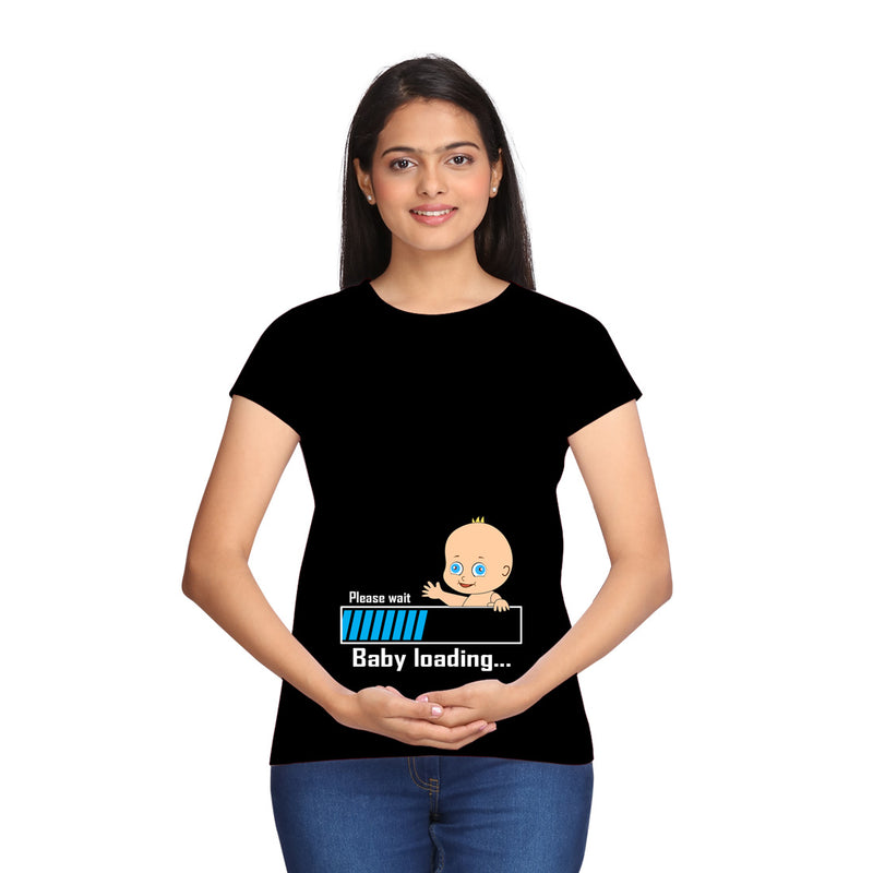 Please Wait Baby Loading Maternity T-shirts With Baby Print in Black Color  available @ gfashion.jpg