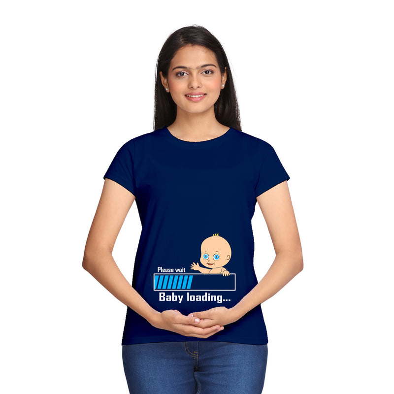 Please Wait Baby Loading Maternity T-shirts With Baby Print in Navy Color  available @ gfashion.jpg